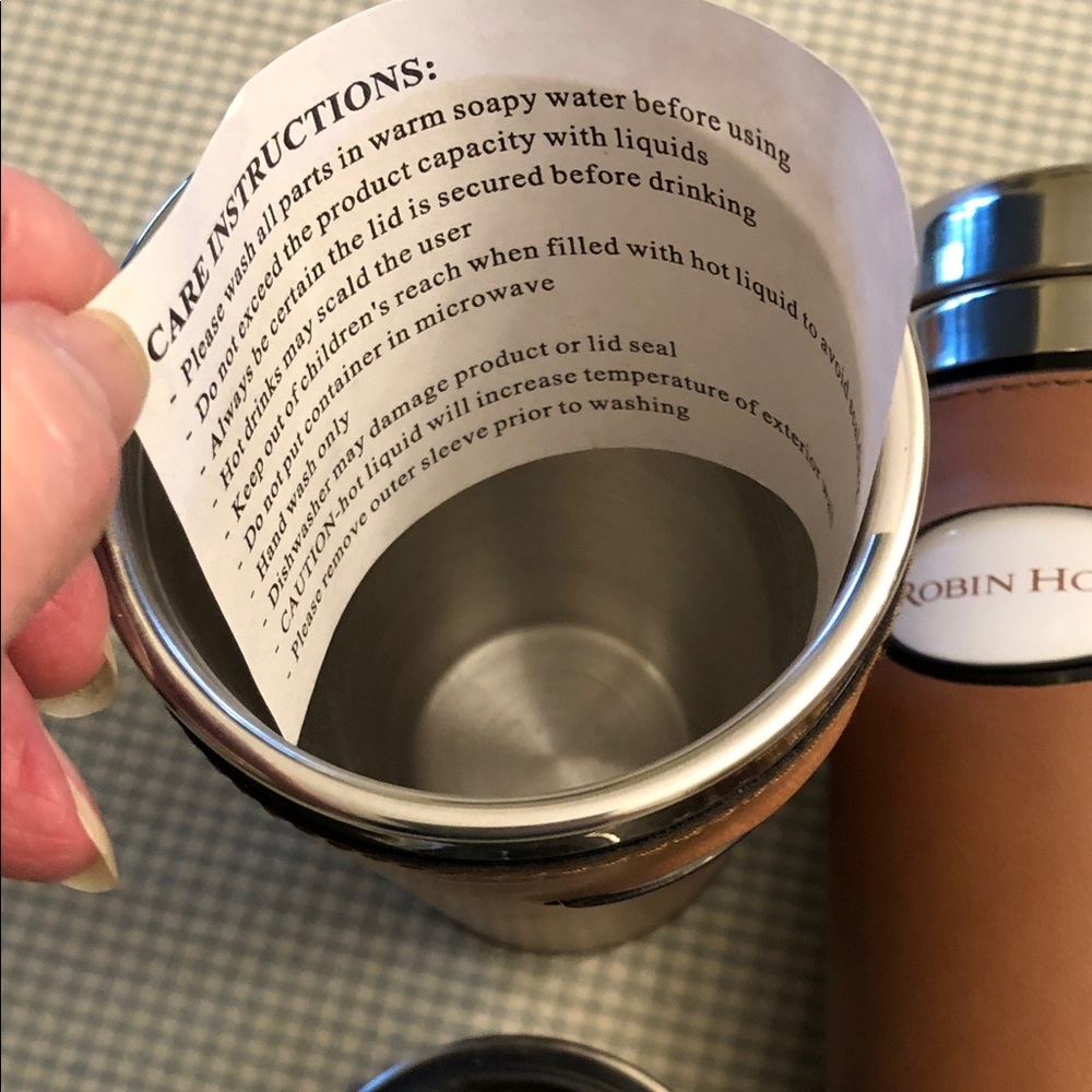 Robin Hood 2010 Movie Promo Travel Mugs Metal & Brown Leather Sleeve 12oz #926 - Picture 5 of 9